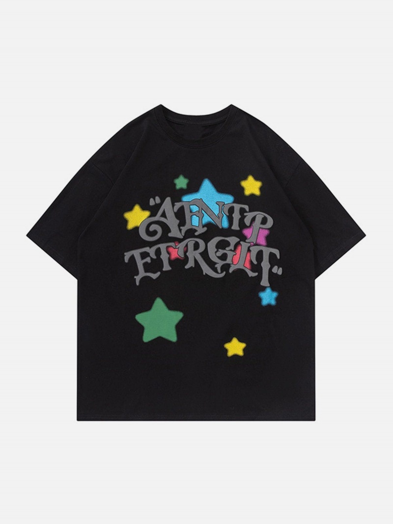 Abricot  T Shirts Aelfric Eden Colorful Star Lettres Graphique Tee - TGP-1195291